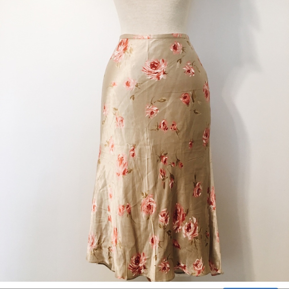 Banana Republic Gold Rose Floral Skirt